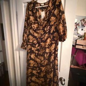 A New Day Elegant Black and Gold Long Sleeve Dress